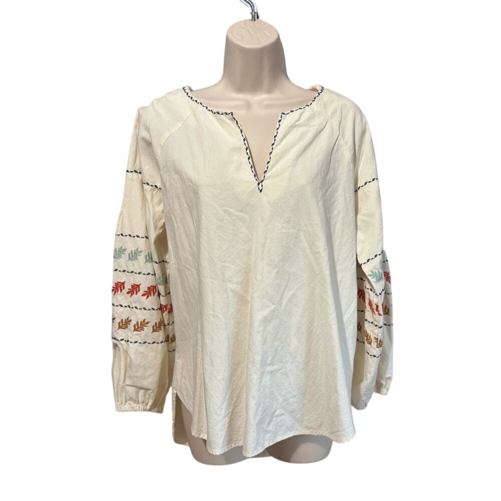 Madewell Tunic Pop Over‎ Embroidered Top Size S BoHo